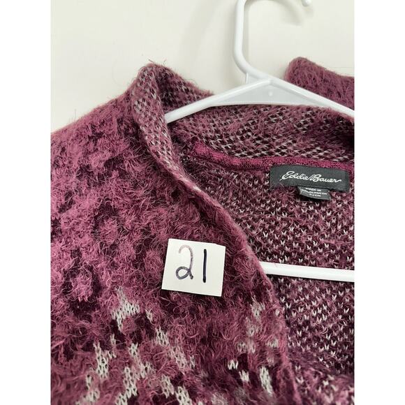 Eddie Bauer Womens Cardigan Small Purple Long Sleeve Open Front Fuzzy Sweater - Picture 12 of 12